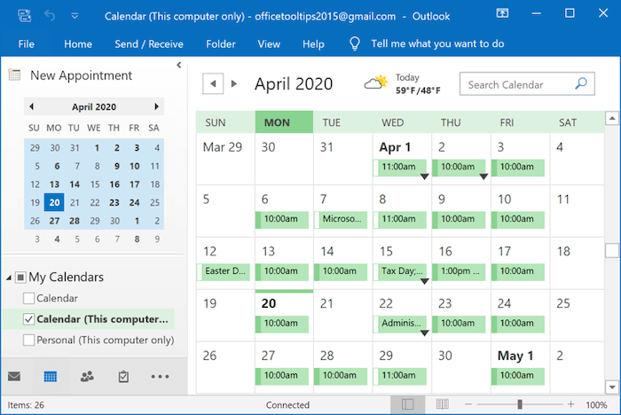 how to add a calendar in outlook to share with others